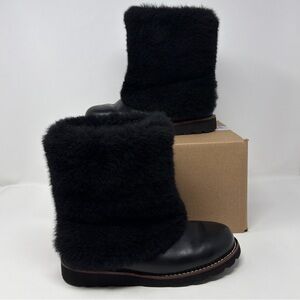 UGG Australia Maylin Discontinued Sheepskin Leather Boots Black Women’s Size 5